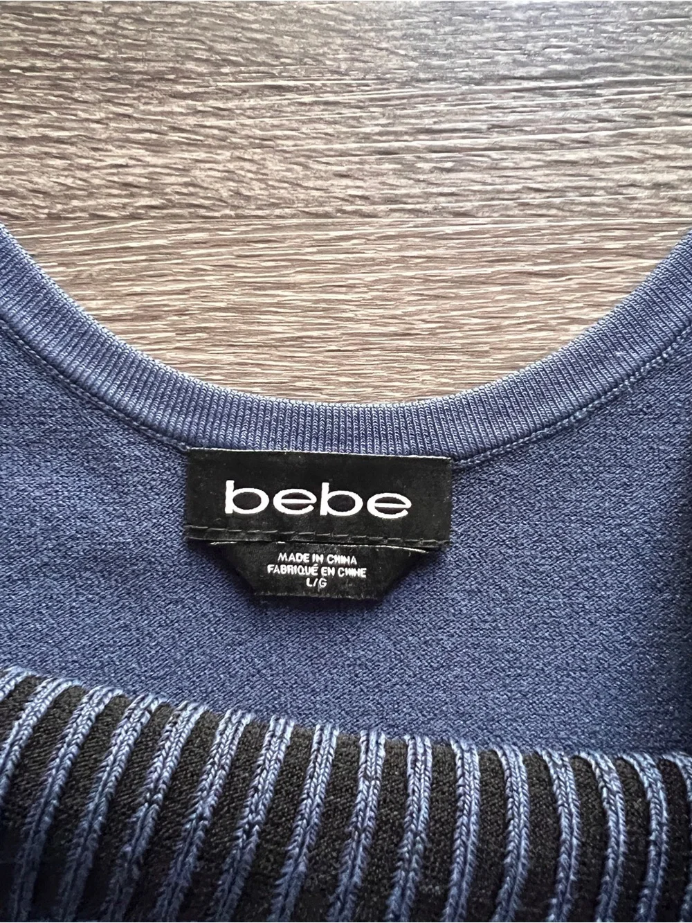 bebe Navy Ribbed Tank Top - Picture 3 of 5